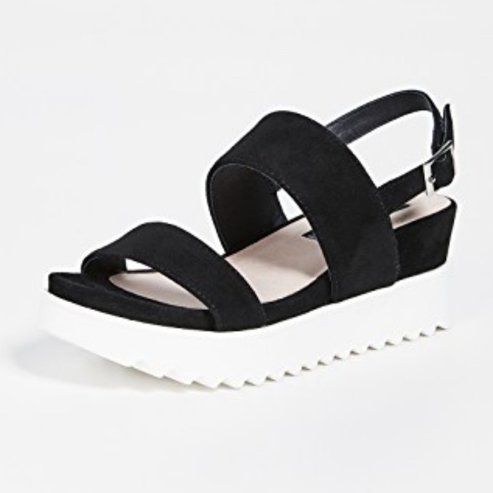 STEVEN by Steve Madden Black Suede Platform Sandals